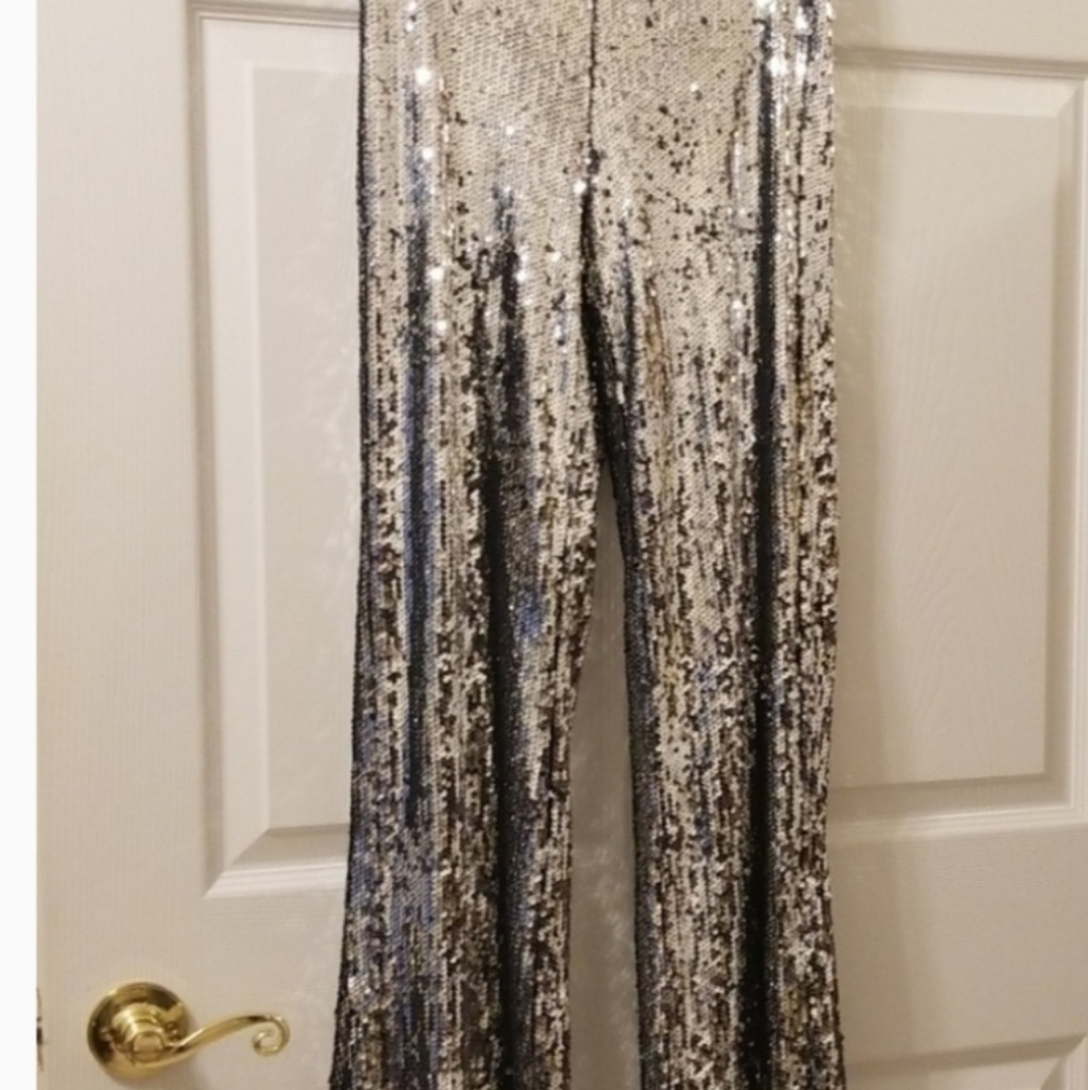 Black/silver sequins pants